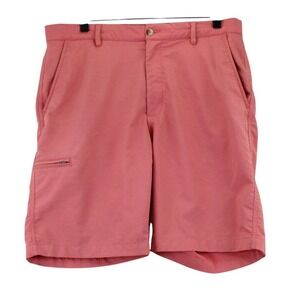 Greg Norman Mens Coral Golf Shorts Size 34 Flat Front Zipper Pocket golfcore